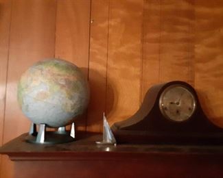 World globe antique mantle clock