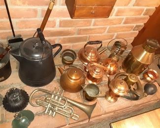 Vintage copper cookware kitchen vintage Coronet instrument musical