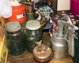 Carnival glass powder canister