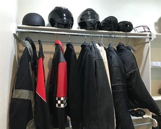 Men's jackets and motorcycle helmets