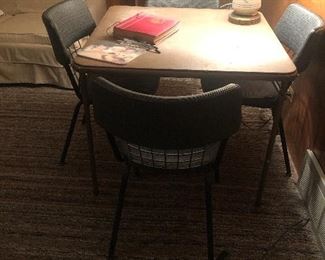 Card Table & Four Mid Century Chairs