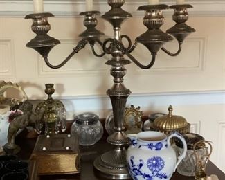 Pair of large silver plate candlabra