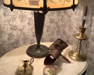 Slag glass lamp by Miller