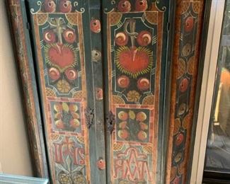 100 Antique German Hand Painted Cabinet
