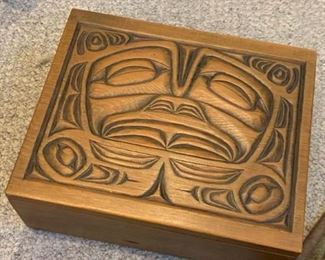 329 Hawk Haida Carved Wood Box