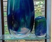 172 Hand Built Blue Glass Vases