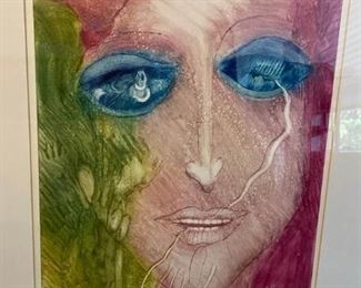 202 Artist Proof Lithograph, Girl with Blue Eyes Signed