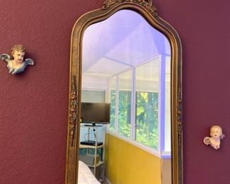 221 Ornate Mirror and Ceramic Cherubs