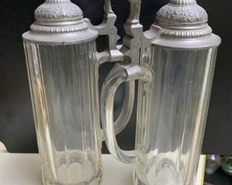 198 Pair of Glass Beer Steins