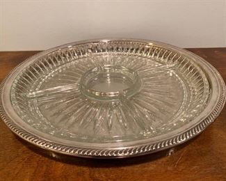  Silver Plate Reticulated with Glass insert. 