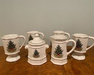  Christmas Phaltzgraf coffee mugs and sugar and creamer set