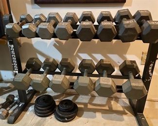 Dumbbell rack with weights