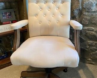 Boss Button-Tufted High-Back Chair, Champagne. 