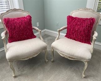 French Chairs in Linen Upholstery