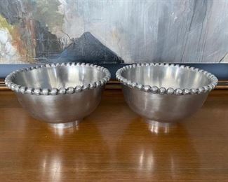 Alloy Beaded appetizer bowls. Set of Two. 