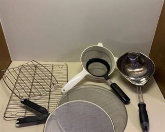 Assorted racks and strainers