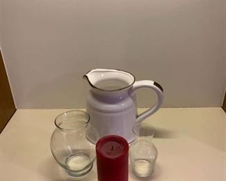 Large picture with two small vases and a candle