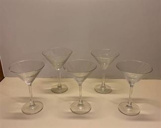 Five martini glasses