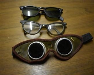 Antique Horseless Carriage or Motorbike Googles and Vintage Eye Glasses