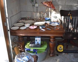 Gorgeous Antique Table and Rocker with Collectibles and More!