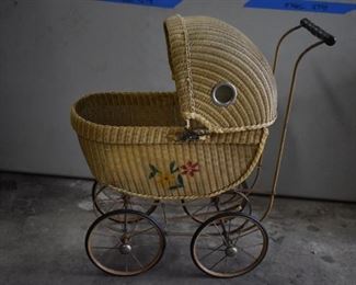 Antique Wicker Doll Carriage