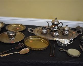 Loads of Collectible Silver Goblets, Tea Set, Bowls, Flatware and More! Plus Sterling Dresser Mirrors for Adult and Child