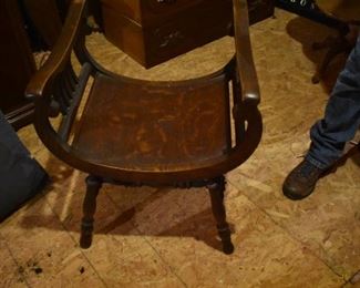 Beautiful Antique Oak Curved Seat Chair