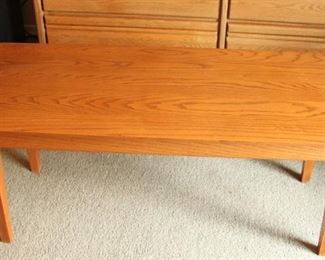 Small oak coffee table  18" wide by 42" Long $35.00
