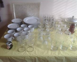 Variety of glassware....set of dishes for eight.