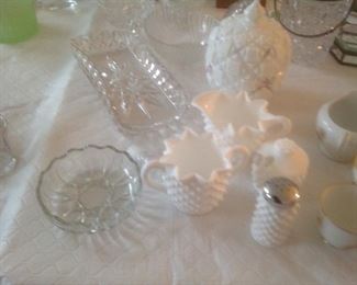 Cut glass and milk glass items