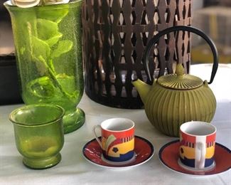 Assorted glass vases and ceramics. 