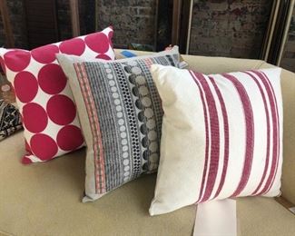 Assortment of down filled pillows from market. 