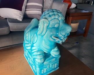 Ceramic aqua Foo dog. 