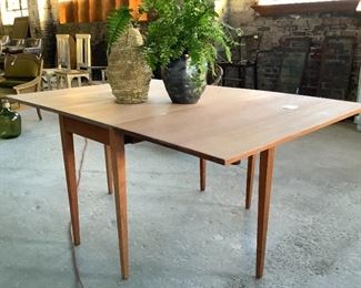 Beautiful vintage Scandinavian Gate Leg table, top stained translucent white.  Close for an accent table or open for dining!