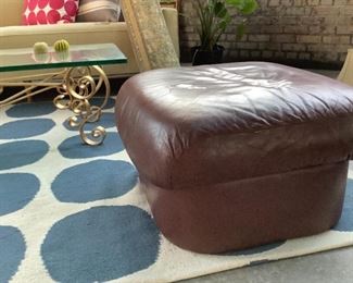 Leather "mushroom" ottoman. 