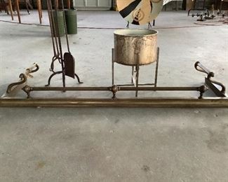 Antique brass fire place guard. Vintage FP tools. 