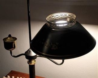 Vintage Mid-century Modern Toleware Tole Table Lamp Desk Lamp Black with Gold