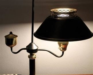 Vintage Mid-century Modern Toleware Tole Table Lamp Desk Lamp Black with Gold