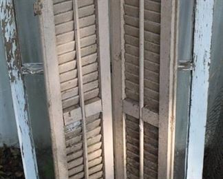 Vintage Antique DIY Project Bifold Shutter and (2) White Window Frames