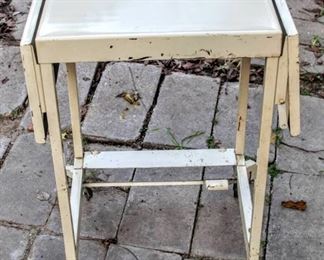 Vintage Metal Wheeled Typewriter Cart Desk 27"T x 21" W (36" with sides extended) x 15"