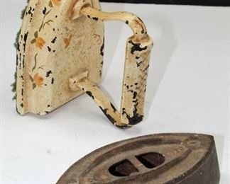 Antique Potts #2 Sad Iron and Unmarked Painted Sad Iron