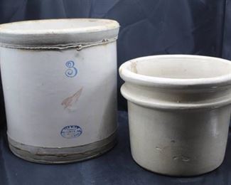 (2) Vintage Crocks; #3 Redwing and Unmarked Crock