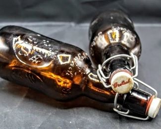(2) Collectible Vintage Amber Grolsch Bottles