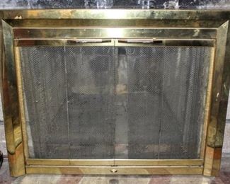 Polished Brass Plated Masonry Fireplace Door 38.5" x 28.5" x 1.8" Thick