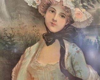 Large Vintage Framed Victorian Portrait of Woman