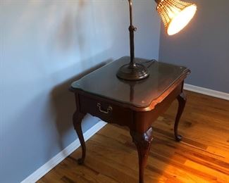 Ethan Allen Georgian Court Cherry End Table with glass top