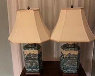 Gorgeous blue and white china lamps from Ethan Allen