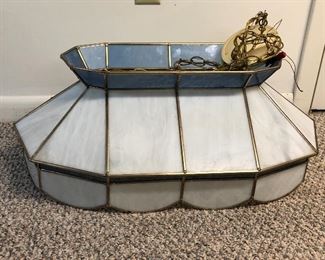 Stained glass and brass 'pool table' light