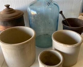 Vintage Metal, Glass, and Crocks