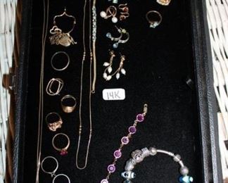 10K & 14K JEWELRY AND A PANDORA BRACELET 